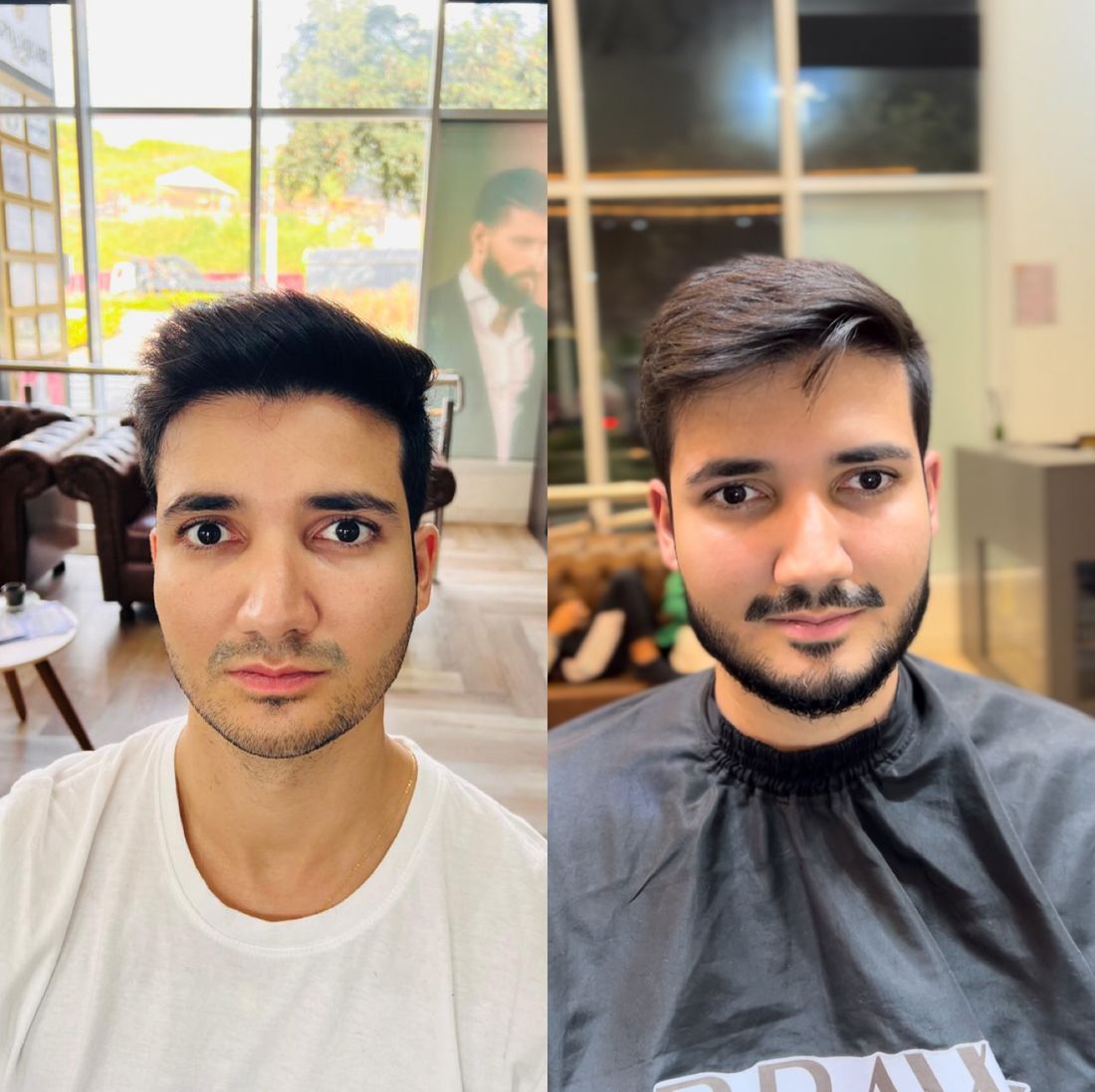 Antes e depois de corte com leitura visagista